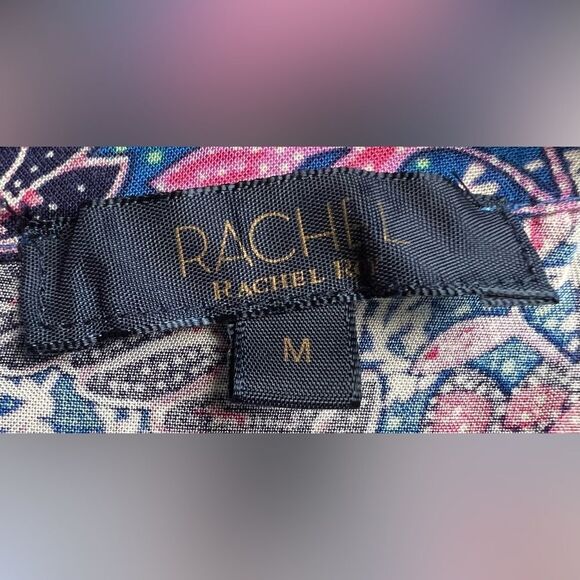 RACHEL Rachel Roy Short Sleeve Colorful Floral Ruched Lightweight Blouse. Medium - Picture 5 of 7